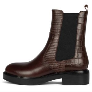 New Jeffrey Campbell Edmond Croc Embossed Chelsea Boots